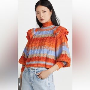 Something navy ruffle sweater in small fits medium too